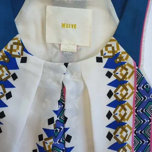 Anthropologie Maeve Pakpao Maxi Dress Boho Geo Bold Feminine Chic Flowy Size 0 - Picture 12 of 14